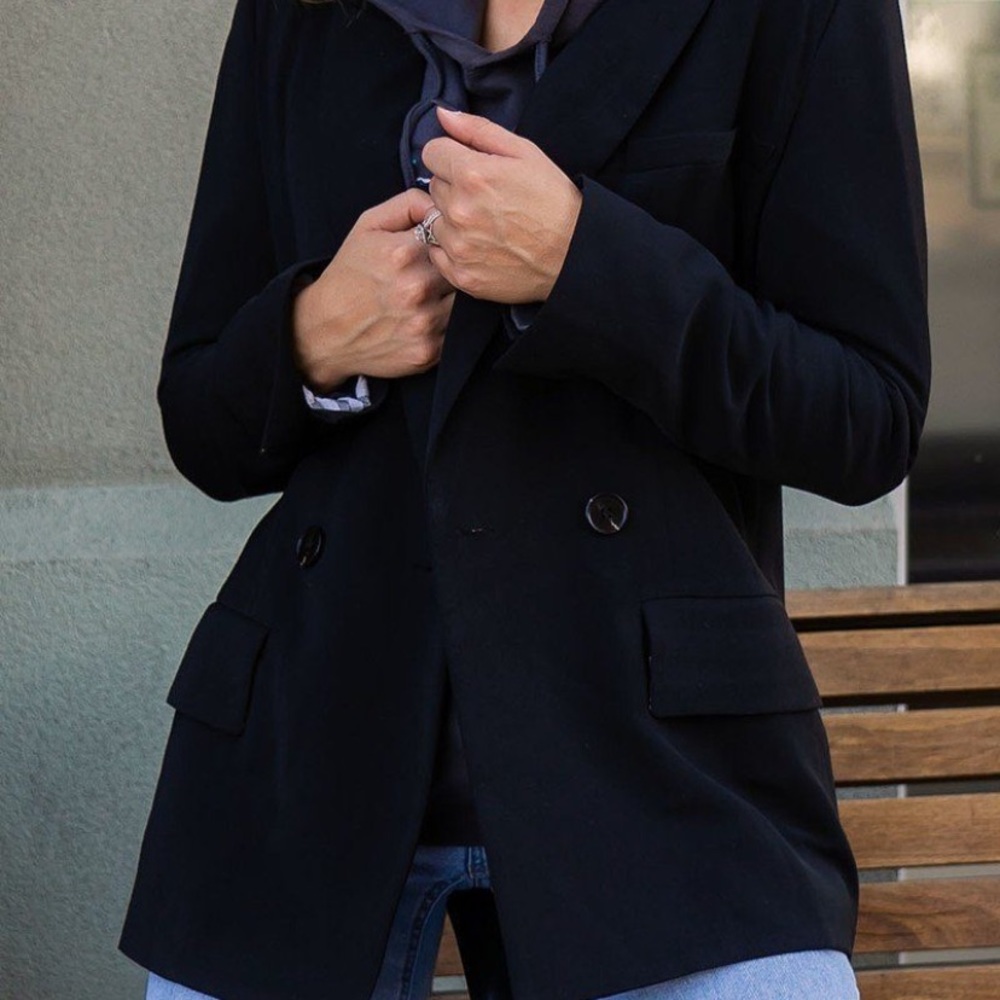 Solid Woven Blazer Jacket - image 2